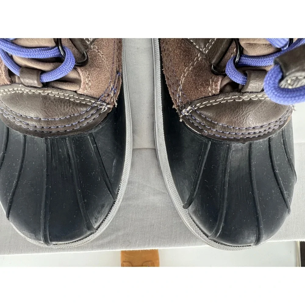 Target Thermolite Men Duck Boots Brown‎ Suede Faux Fur Lined Purple Laces Size 5